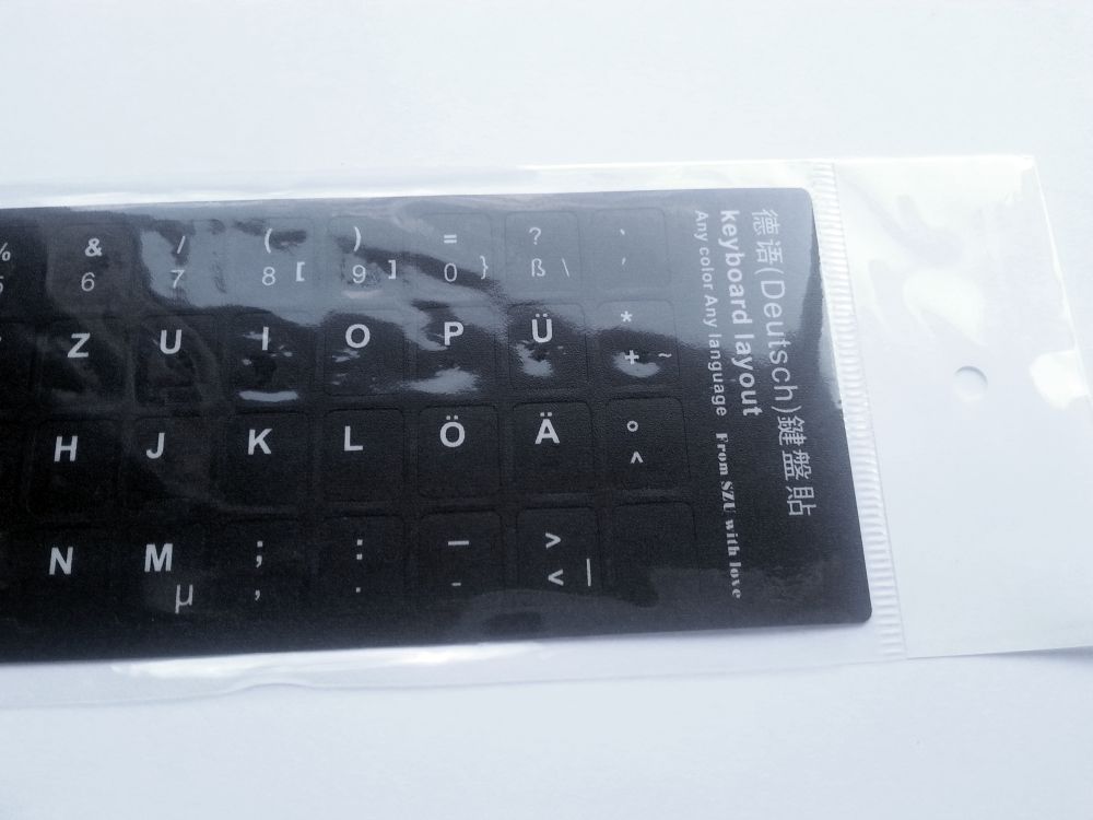 German Computer Keyboard Stickers, Durable - Black