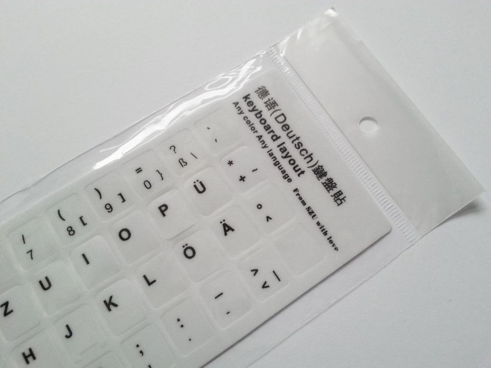 German Computer Keyboard Stickers, Durable - White