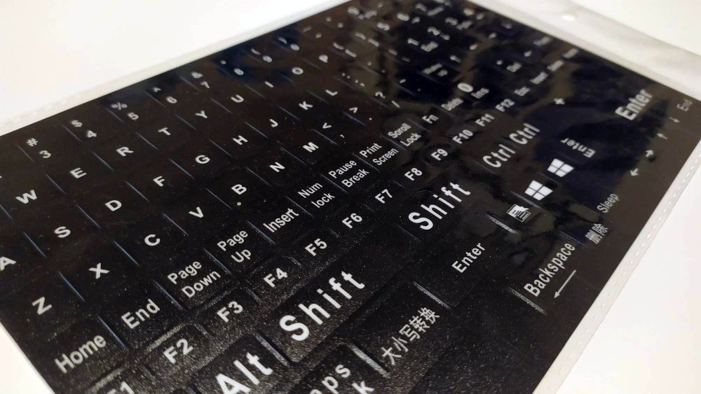 English Replacement Computer Keyboard Stickers, Durable - Black, XL (Small Font)