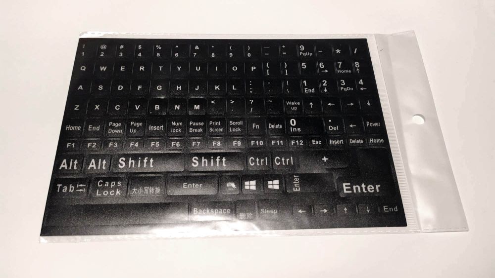 English Replacement Computer Keyboard Stickers, Durable - Black, XL (Small Font) - Image 2