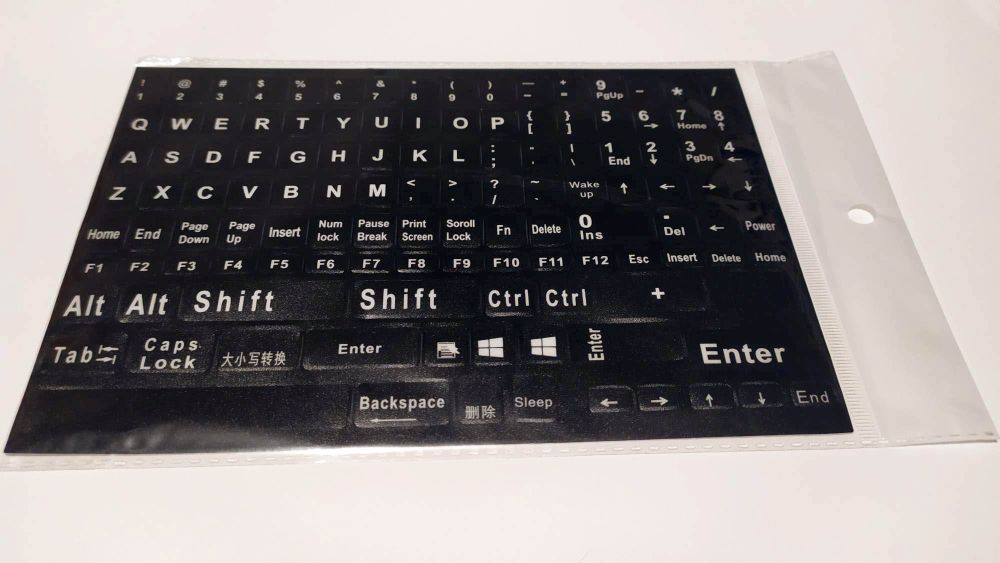 English Replacement Computer Keyboard Stickers, Durable - Black, XL (Med Font) - Image 2