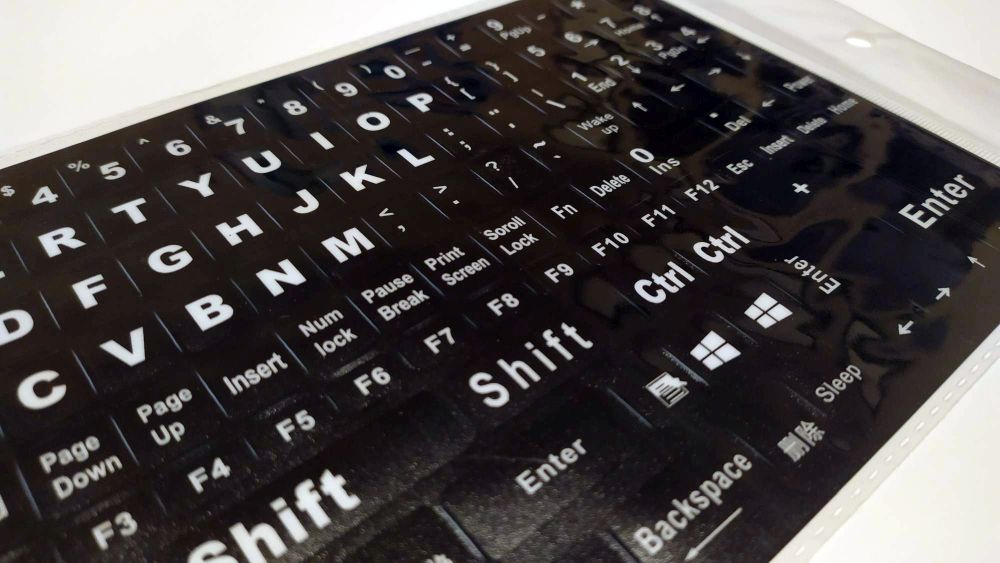 English Replacement Computer Keyboard Stickers, Durable - Black, XL (XL Font)