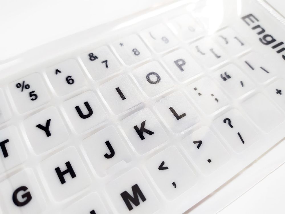English Replacement Computer Keyboard Stickers, Durable - White - Image 2