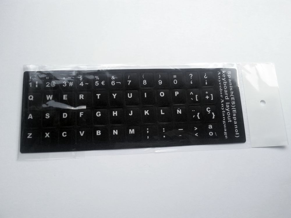 Spanish Computer Keyboard Stickers, Durable - Black - Image 2