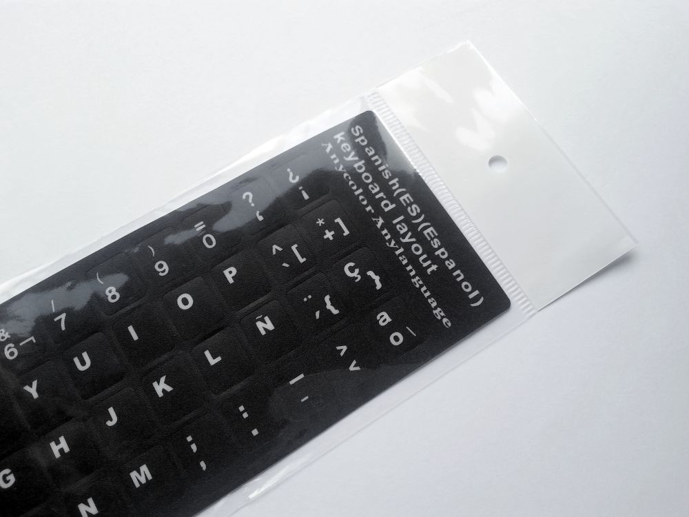 Spanish Computer Keyboard Stickers, Durable - Black - Image 3