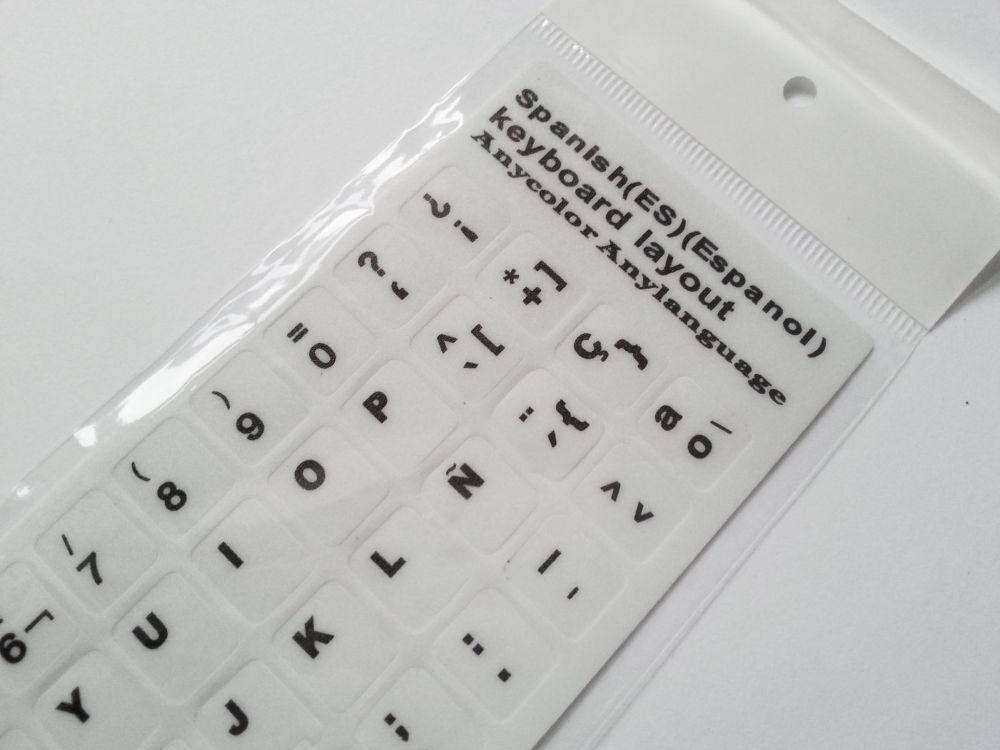 Spanish Computer Keyboard Stickers, Durable - White