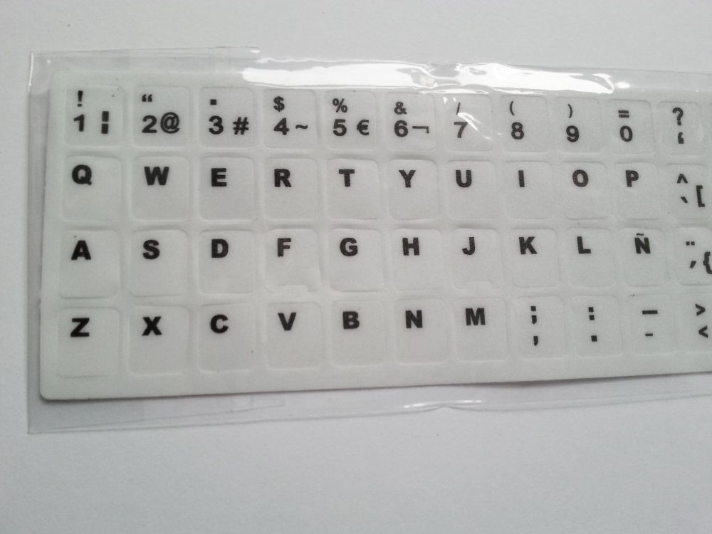 Spanish Computer Keyboard Stickers, Durable - White - Image 2