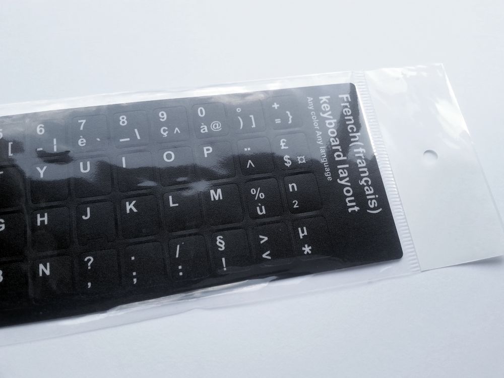 French Computer Keyboard Stickers, Durable - Black