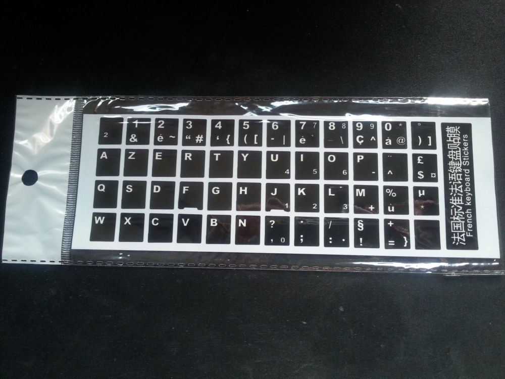 French Computer Keyboard Stickers - Black