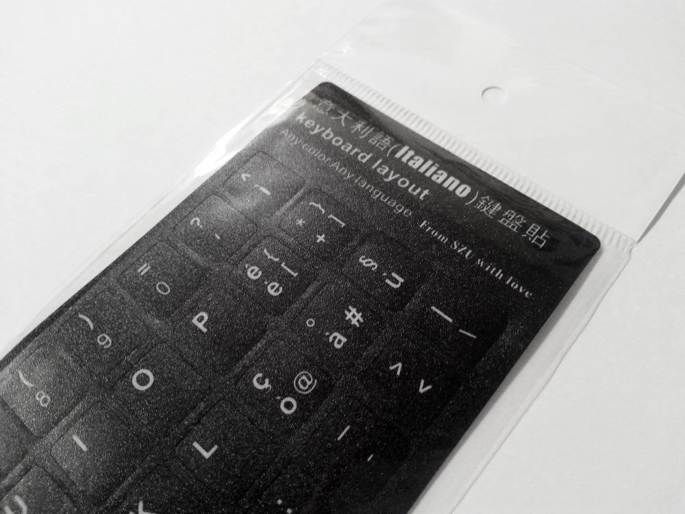 Italian Computer Keyboard Stickers, Durable - Black