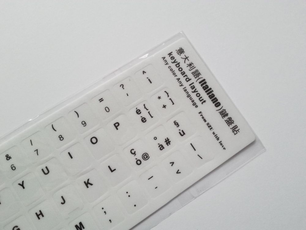 Italian Computer Keyboard Stickers, Durable - White