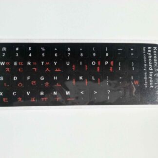 Korean-English Computer Keyboard Stickers, Durable - Black, Red-orange