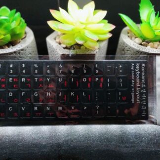 Korean-English Computer Keyboard Stickers, Durable - Black, Red