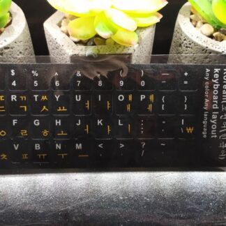 Korean-English Computer Keyboard Stickers, Durable - Black, Gold