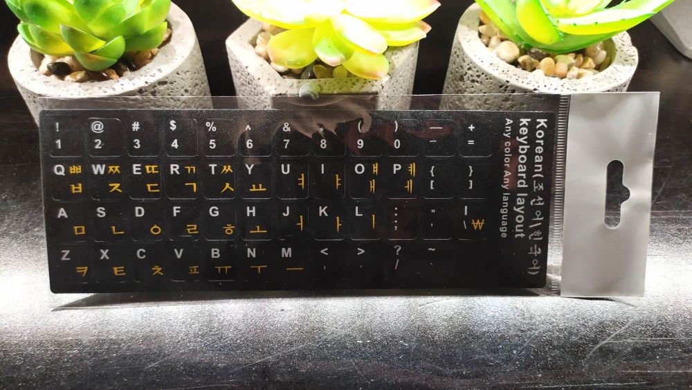 Korean-English Computer Keyboard Stickers, Durable - Black, Gold