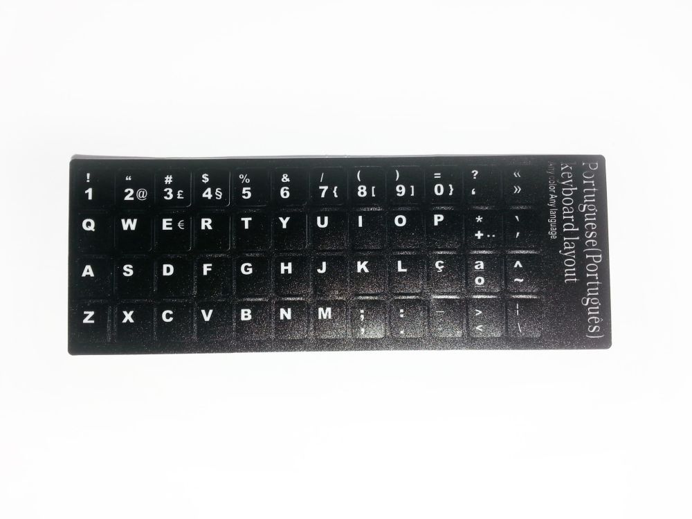 Portuguese Computer Keyboard Stickers, Durable - Black