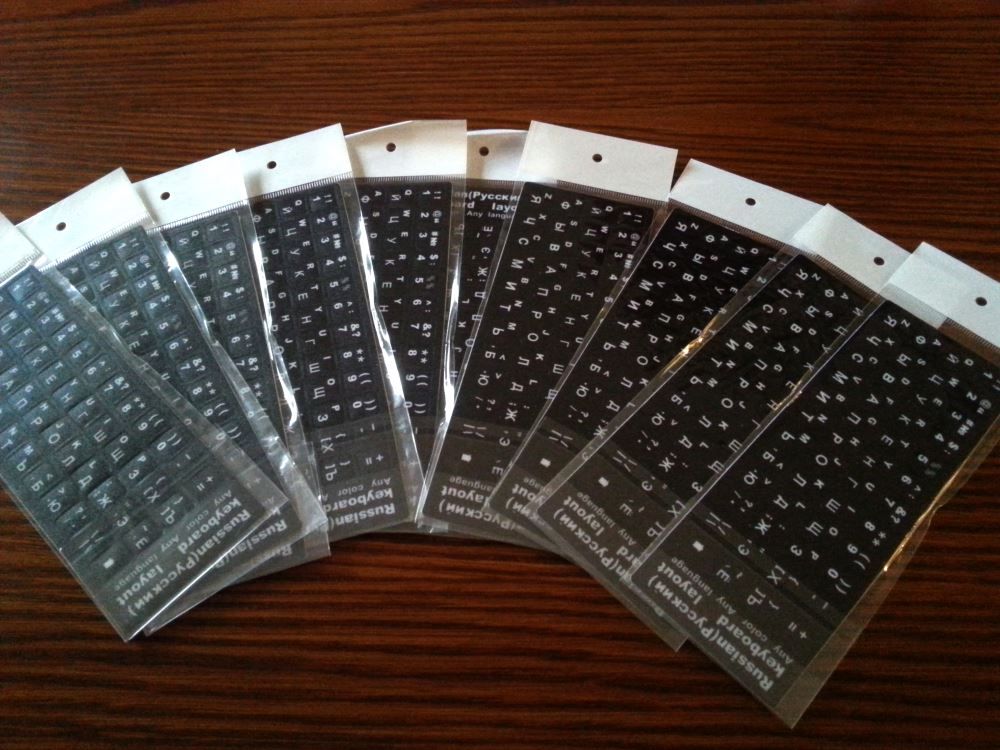 Russian-English Computer Keyboard Stickers, Durable - Black - Image 9
