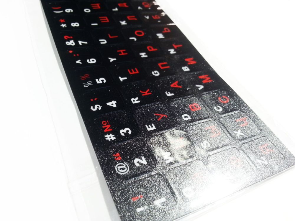 Russian-English Computer Keyboard Stickers, Durable - Black, Red - Image 3
