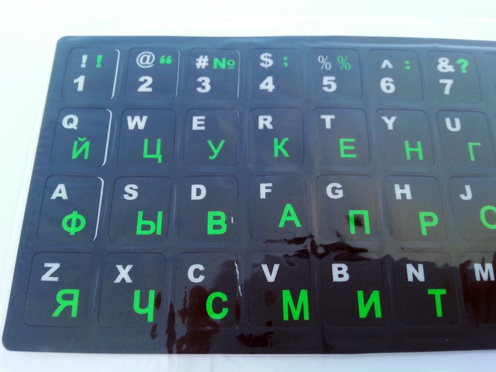 Russian-English Computer Keyboard Stickers, Durable - Black, Green - Image 4