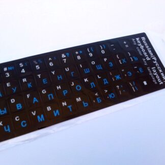 Russian-English Computer Keyboard Stickers, Durable - Black, Blue