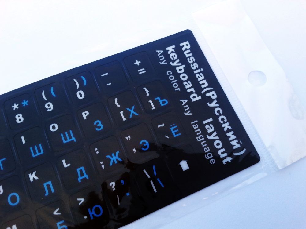 Russian-English Computer Keyboard Stickers, Durable - Black, Blue - Image 2