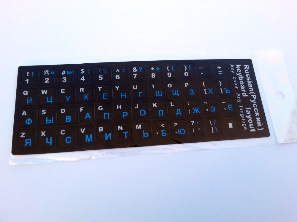 Russian-English Computer Keyboard Stickers, Durable - Black, Blue - Image 3