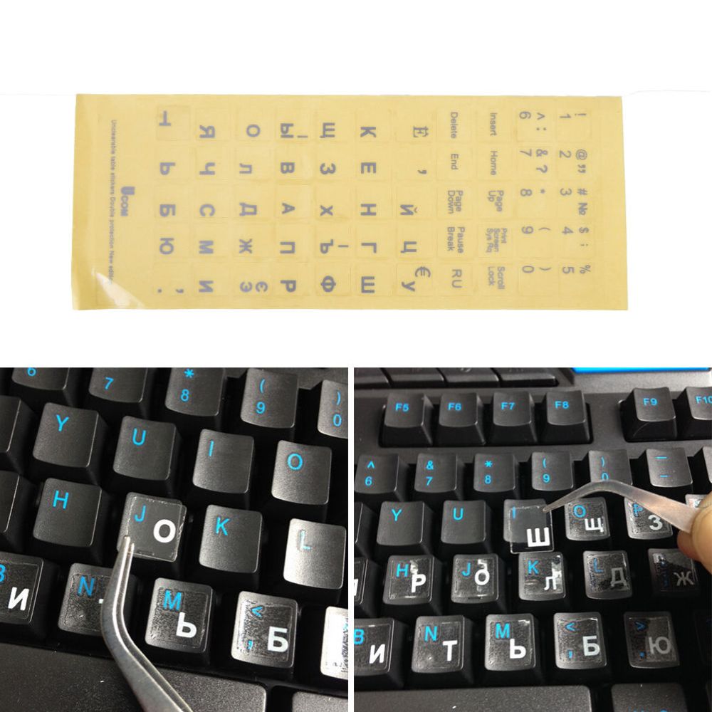 Russian Computer Keyboard Stickers, Transparent - White - Image 4