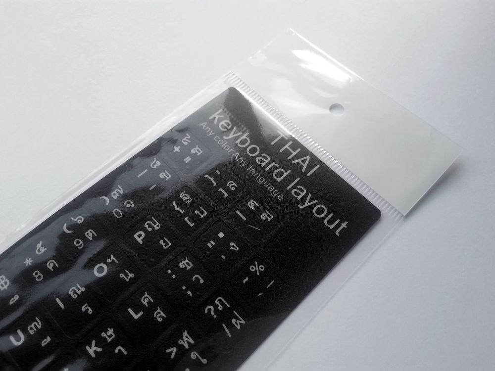 Thai-English Computer Keyboard Stickers, Durable - Black