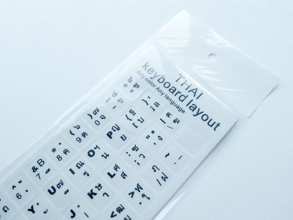 Thai-English Computer Keyboard Stickers, Durable - White