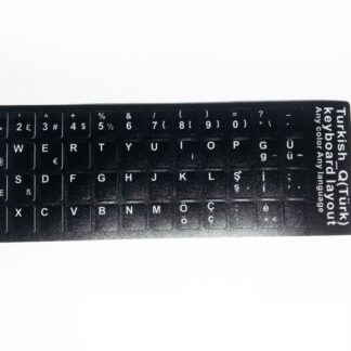 Turkish Computer Keyboard Stickers, Durable - Black