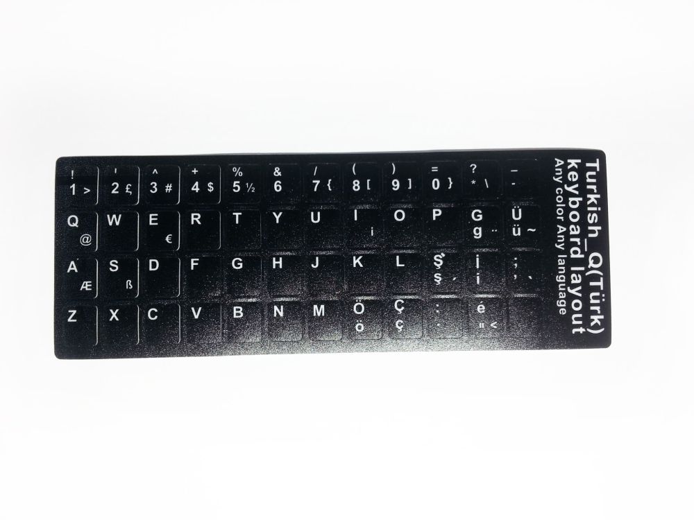 Turkish Computer Keyboard Stickers, Durable - Black